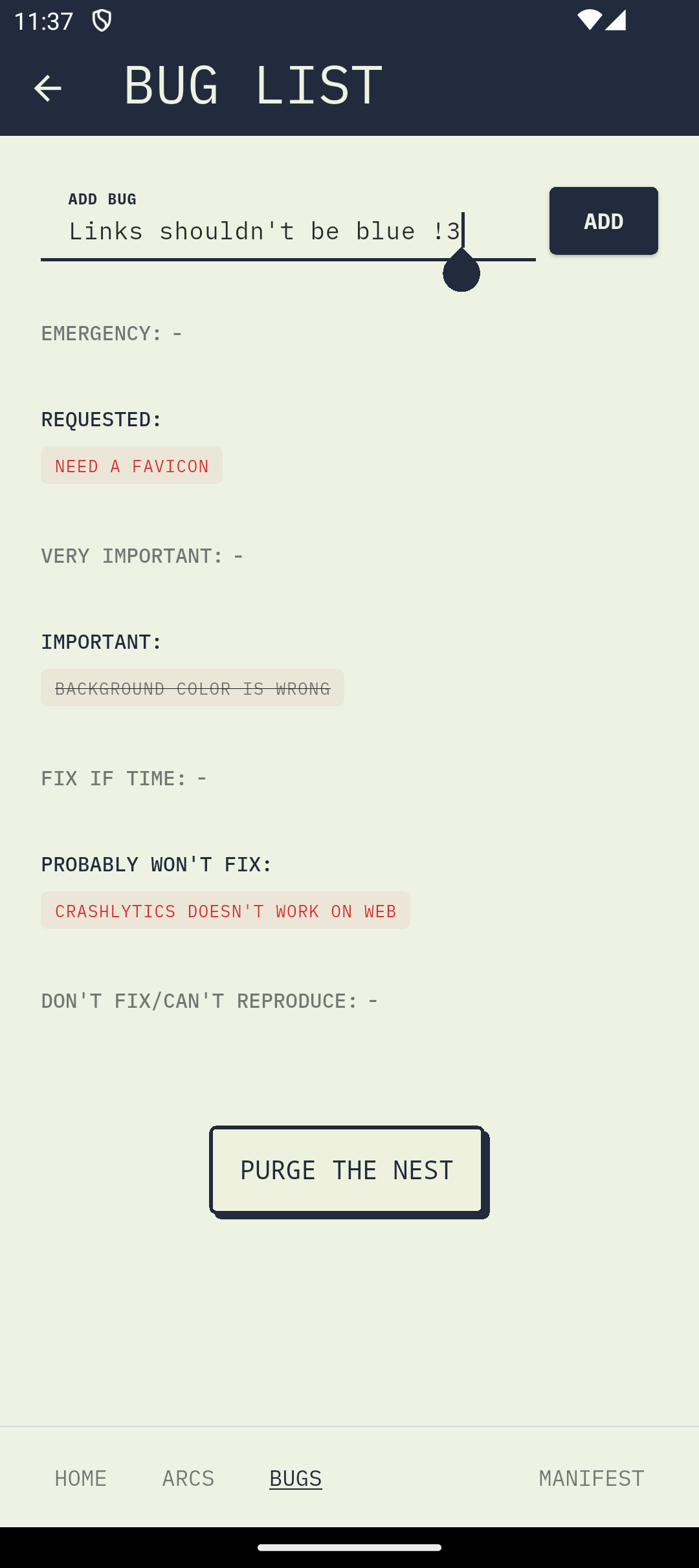 Screenshot showing Mandate bug tracking